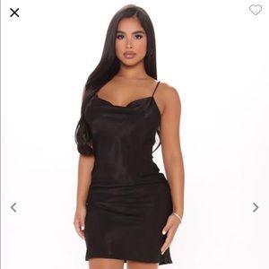 Short mini satin slip dress